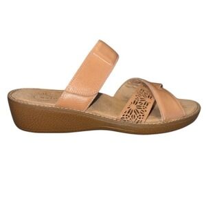 Brioso Size 10 Brown Leather Jemm Slip On Wedge Sandal